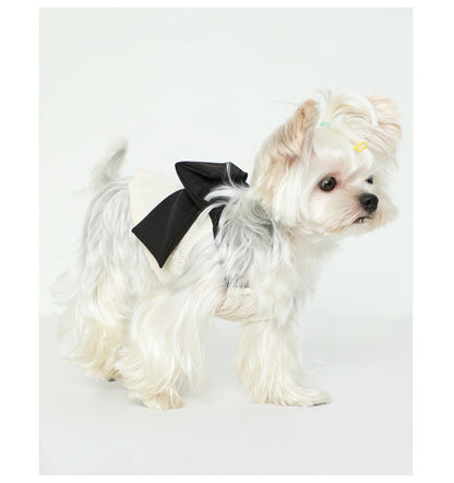 Pet Black Silk Bow Beige Tank Top