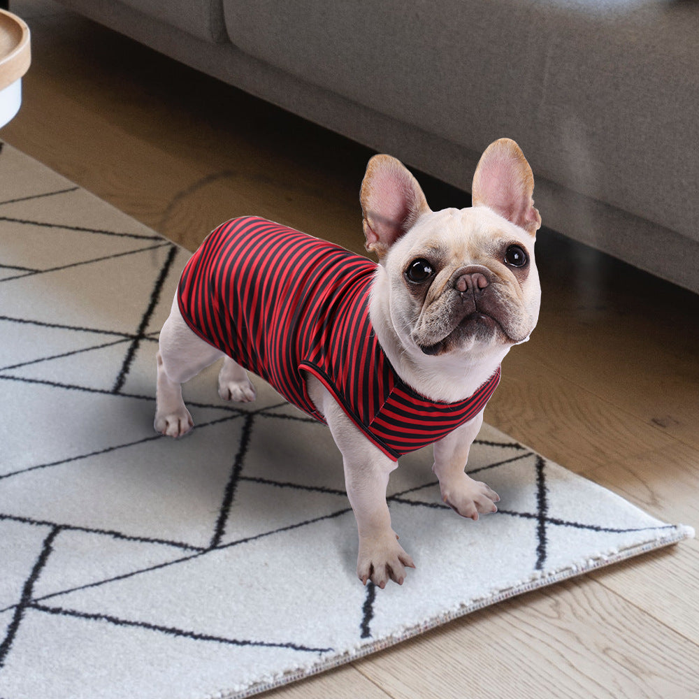 Pet Tank Top Striped Crew Neck T Shirt