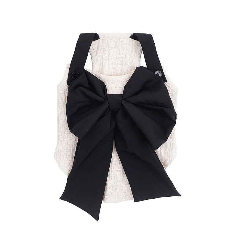 Pet Black Silk Bow Beige Tank Top